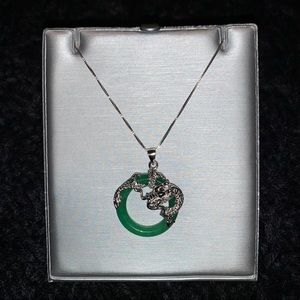 Brand New Authentic Zales Jade Dragon Necklace